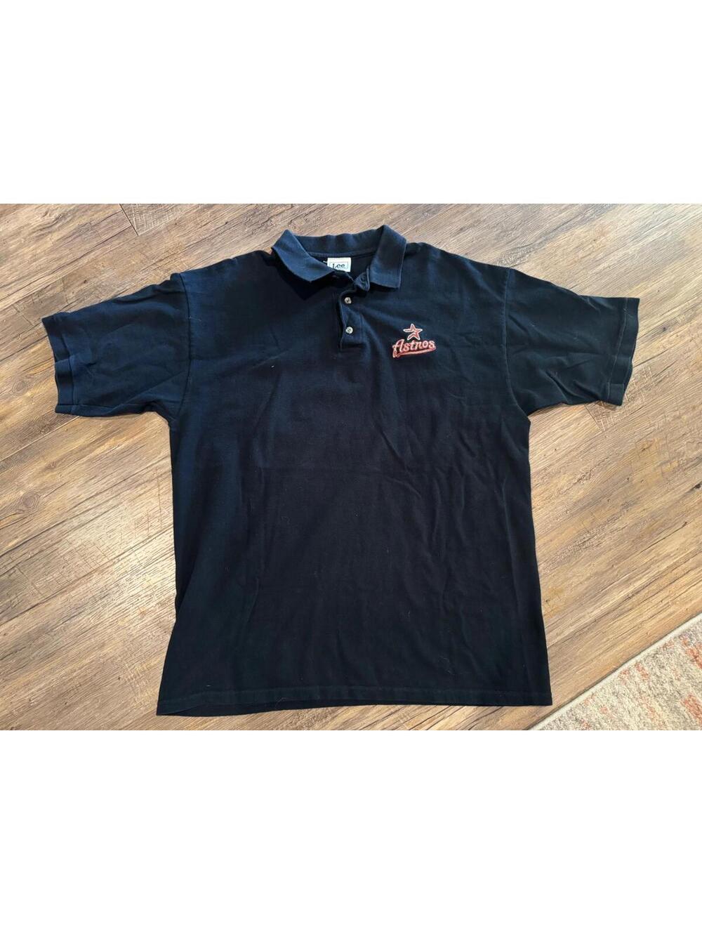 Lee Sport Cintage Houston Astros Black Embroidered Logo Polo Shirt sz XL
